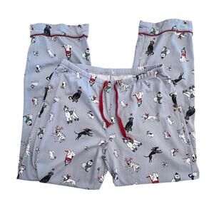 PajamaGram Pajama Pants Women's M Gray Sleep Holiday Dogs Greyhound Bulldog Lab
